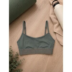 Pink Active Victorias Secret Sage Green Logo Band Sports Bra Bralette Small